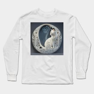 [AI Art] Moon Cat, Art Deco style Long Sleeve T-Shirt